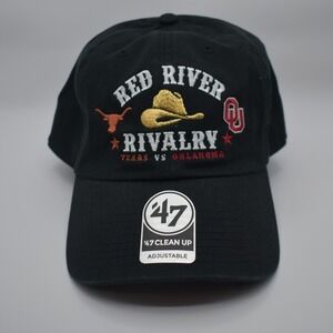 '47 Brand Red River Rivalry Texas Oklahoma Clean Up Adjustable Hat Cap Black NEW